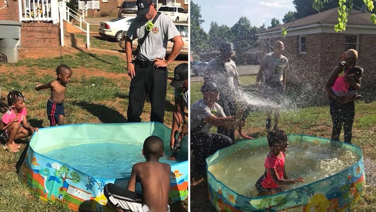 Firefighters Stop to Fill Kiddie Pool for Little Boy’s Birthday Party