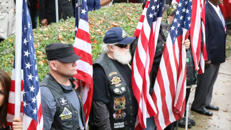 The Patriot’s Guard Riders, a motorcycle club.